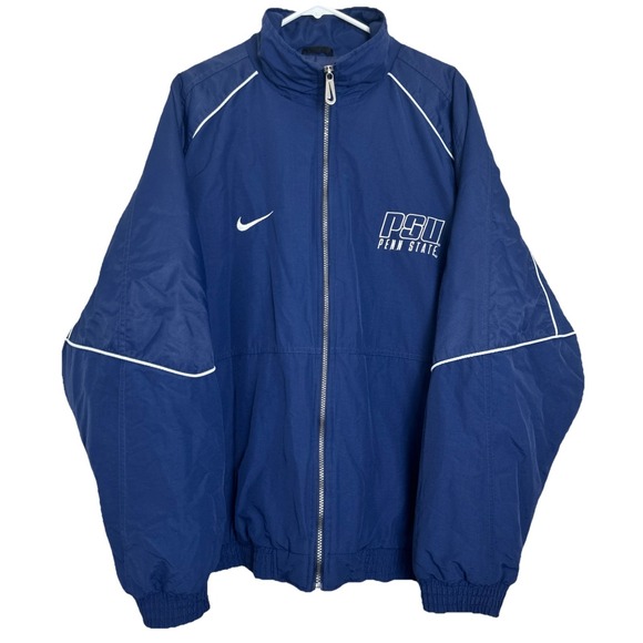 Vintage 90s Nike Team Penn State PSU Puffer Jacket Coat Full Zip Embroidered XL